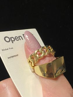 Open Edit Set of 2 Gold Tone Rings Size 12 Chain Ring