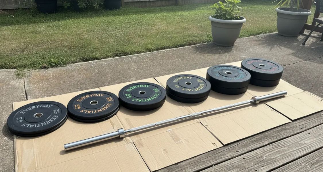 Olympic Weight Set With Barbell 370 Lbs Total