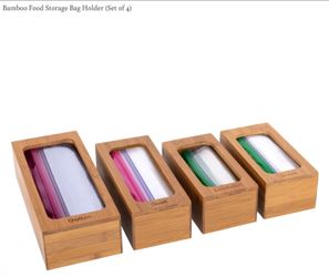 Bamboo food storage bag organizers