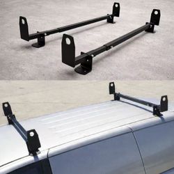 New In Box Set of Adjustable Width Universal Van Bolt Down Roof Ladder Rack Cross Bar With Mounting Hardwares 