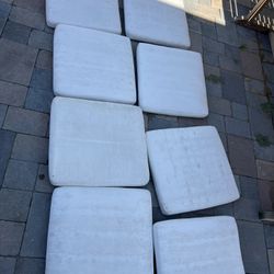 8 pieces Outdoor Patio Furniture Cushions In off white  Located in concord  Good condition  No rips or tears   Measures 20”x 21”  $40 for the 8 pieces
