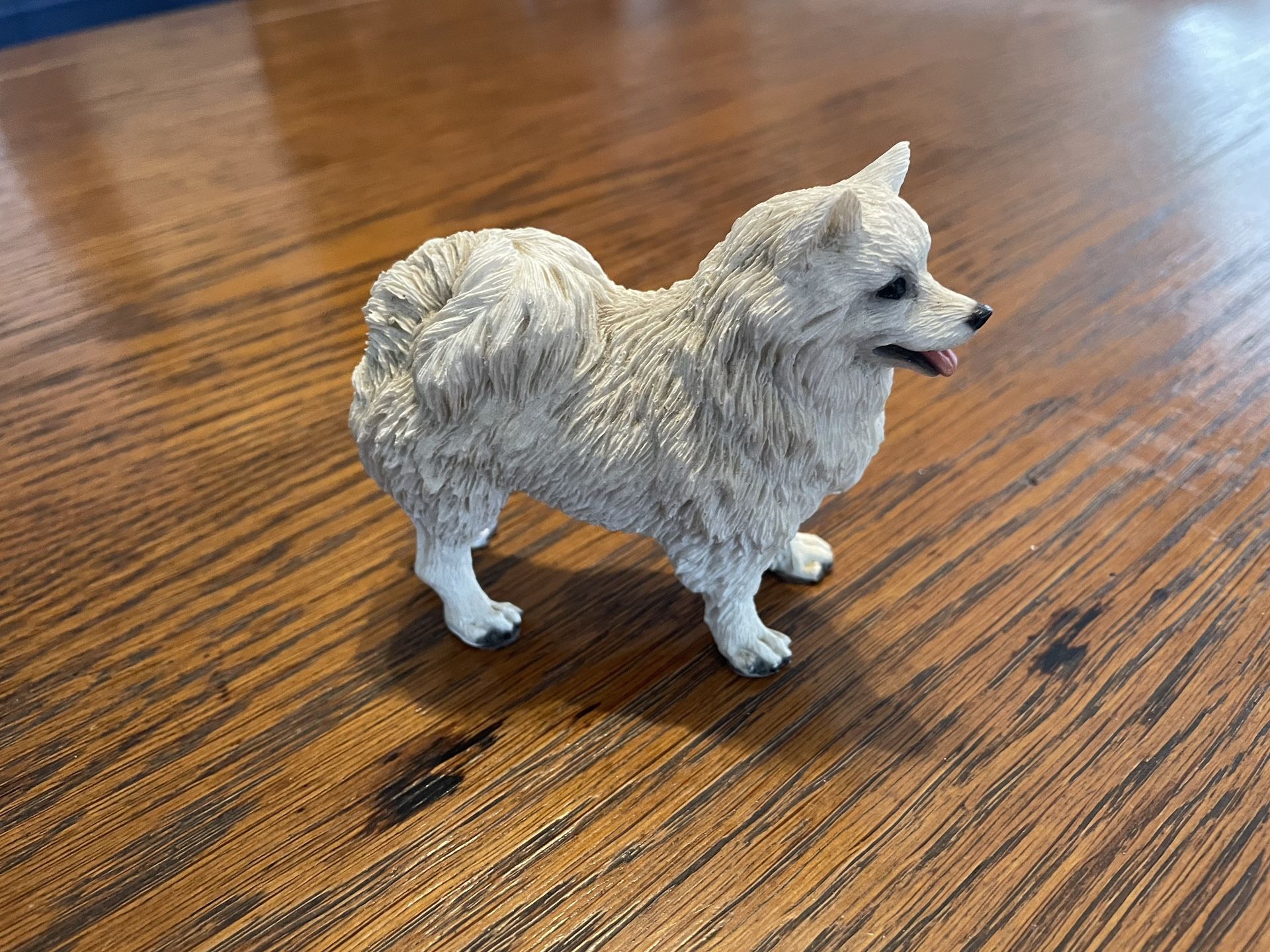 Vintage Heavy Plastic Mini Samoyed Dog Statue
