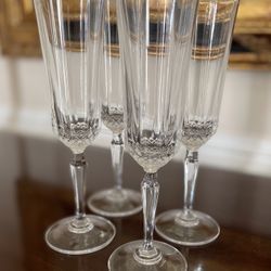 New! Crystal Champagne Flutes, Set of 4