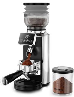 Stainless Steel Espresso Grinder with Portafilter Holder, Silver
2 IN 1 Use Espresso Burr Grinder with 30 Grind Settings Anti-Static Coffee Grinder fo