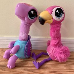 Little Live Pets - Gotta Go Turtle & Flamingo | Interactive Plush Rainbow Turtle That Wiggles, and Talks. Batteries