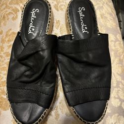 Black Wedge Heel Sandal 