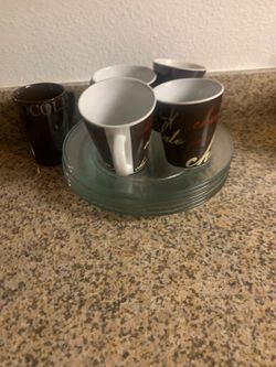 Coffee cups and salad plates