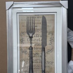 Fork And Knife Picture With Frame 