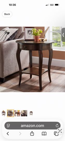 Round End Table 2 Tiers Round Side Table Wood Round Sofa Table, Vintage Nightstand for Living Room Bedroom, Easy Assembly (Color : Dark Brown, Size : 