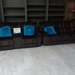 Barcelona Brown Fabric Reclining Sofa/Loveseat Sets---$1299---Unreal Pricing!!!---No Credit Needed Financing Available 