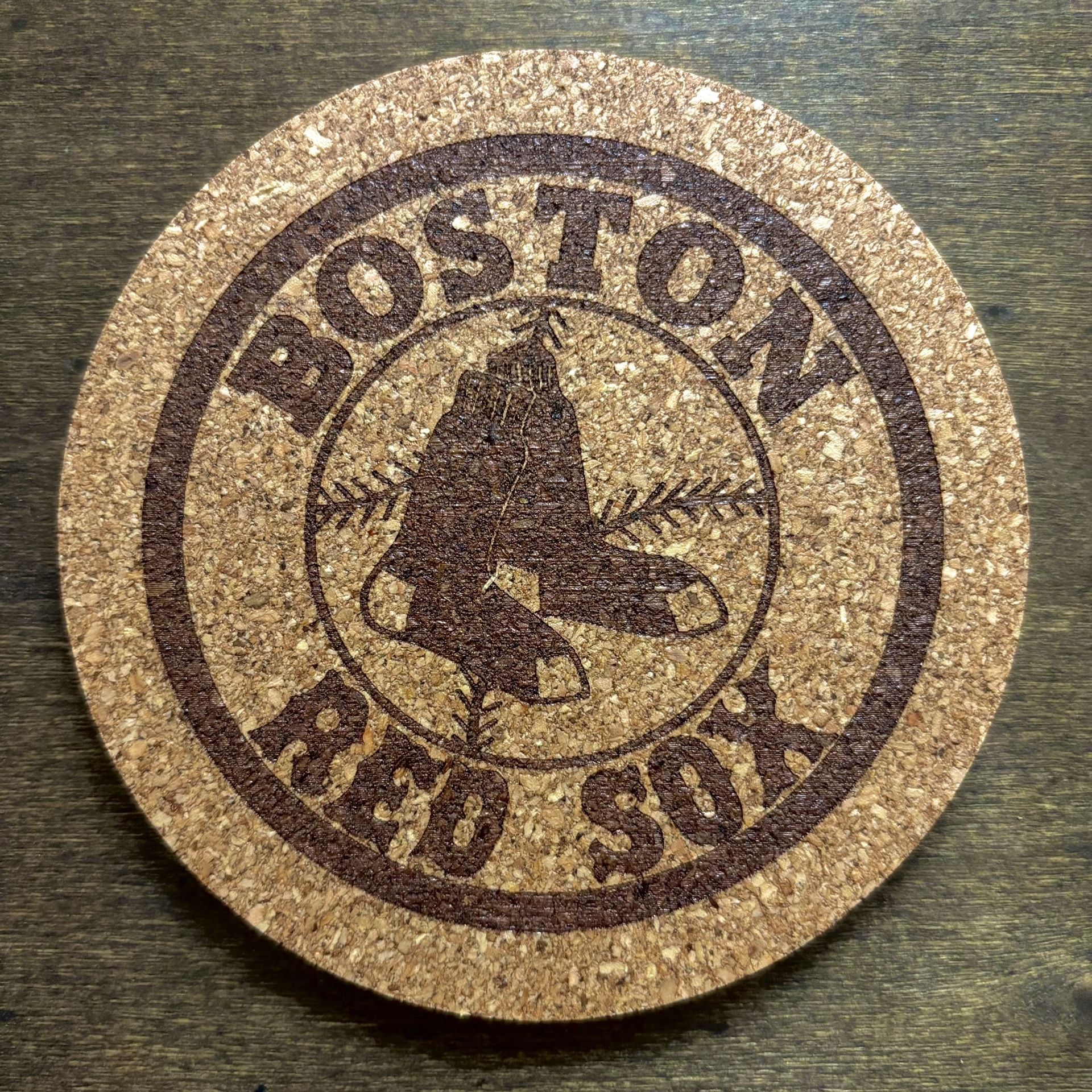 Boston Red Sox Laser Engraved Cork Coaster