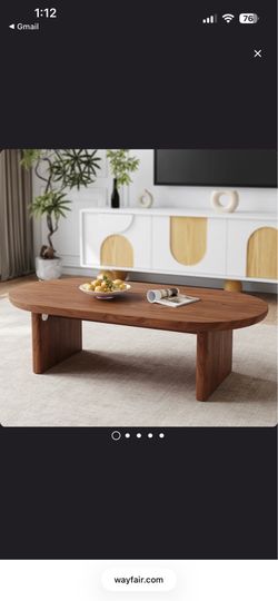 NEW IN BOX Mid-Century Modern Walnut Oval Coffee Table – 47"
