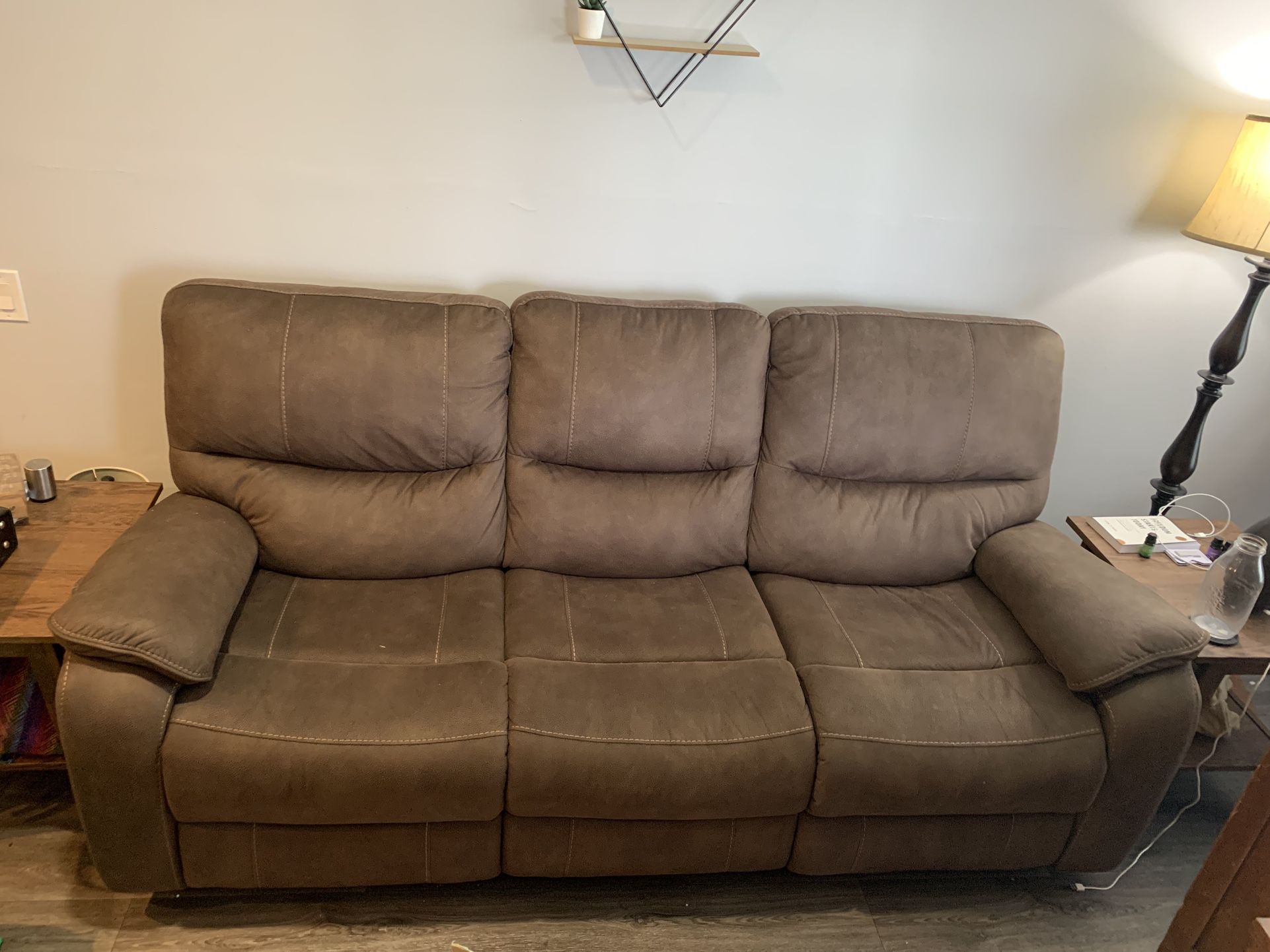 Great Condition - Brown Suede Reclining Couch