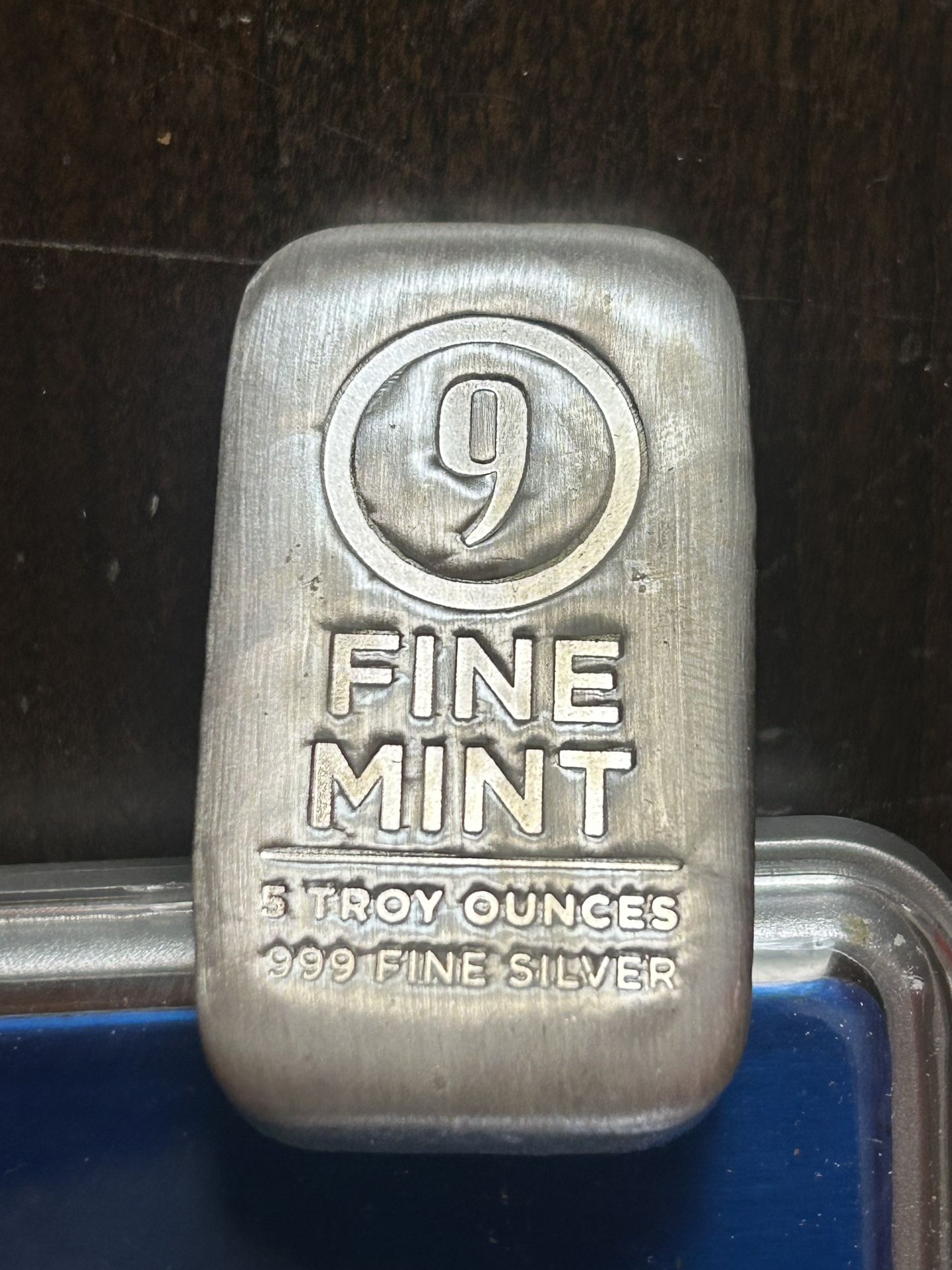 Genuine “9Fine Mint” Cast-Poured 5 Troy Ounces Pure .999 Fine Silver Bar