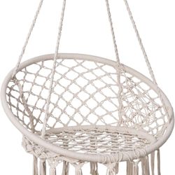 SUNCREAT Hammock Chair Macrame Swing with Side Pocket