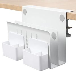 MAXECHO Desk Side Storage, Under Desk Laptop Mount, Table Side Hanging File Organizer, No Drill Clamp On Cable Management Tray