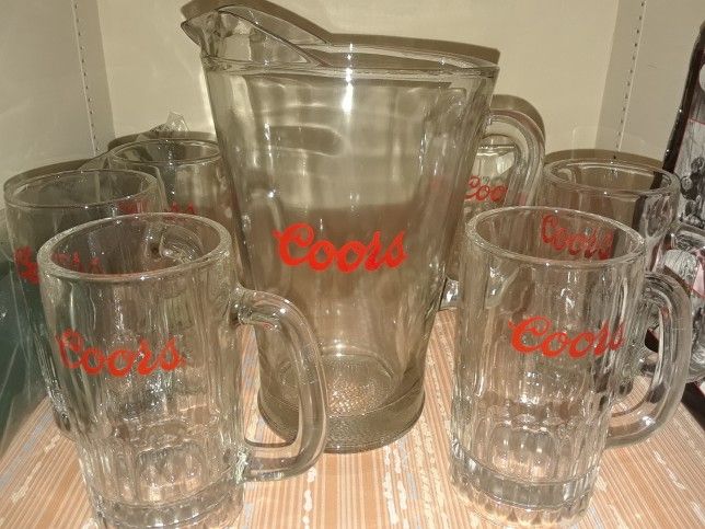 Coors Beer Pitcher And Mugs Set Mint