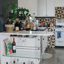 Modern 3-Tier Wood Glass Shelves Glossy White + Clear Bar