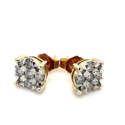 10k Gold Diamond Cluster Earrings Round 2grams 140737 1