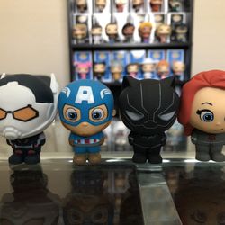 Marvel Puzzle Palz 3D Erasers-CAPTAIN AMERICA, BLACK PANTHER, ANT-MAN and BLACK WIDOW