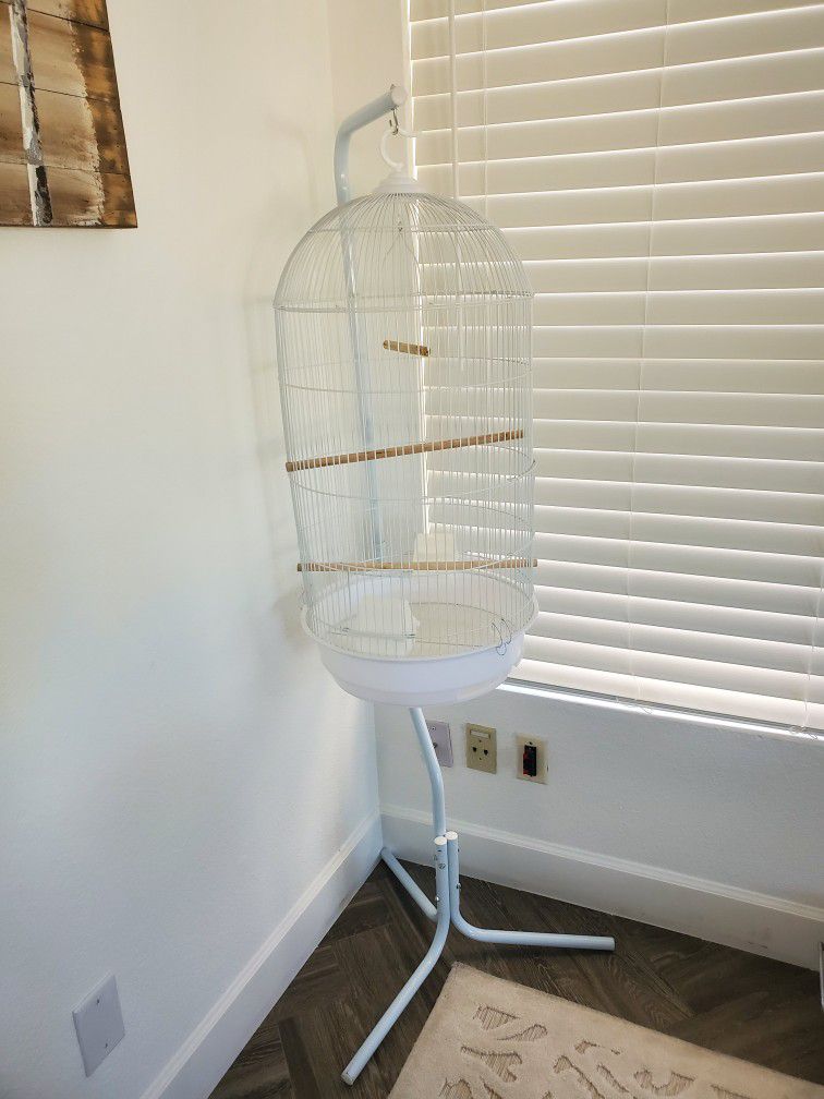 Hanging Bird Cage With Base and Custom Cover And Accessories