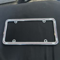 Pink gem stone license plate cover