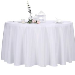 White Round Tablecloths In Polyester 108in
