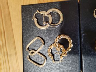 6 Pairs of NEW Sterling Silver Earrings With Gold Overlay