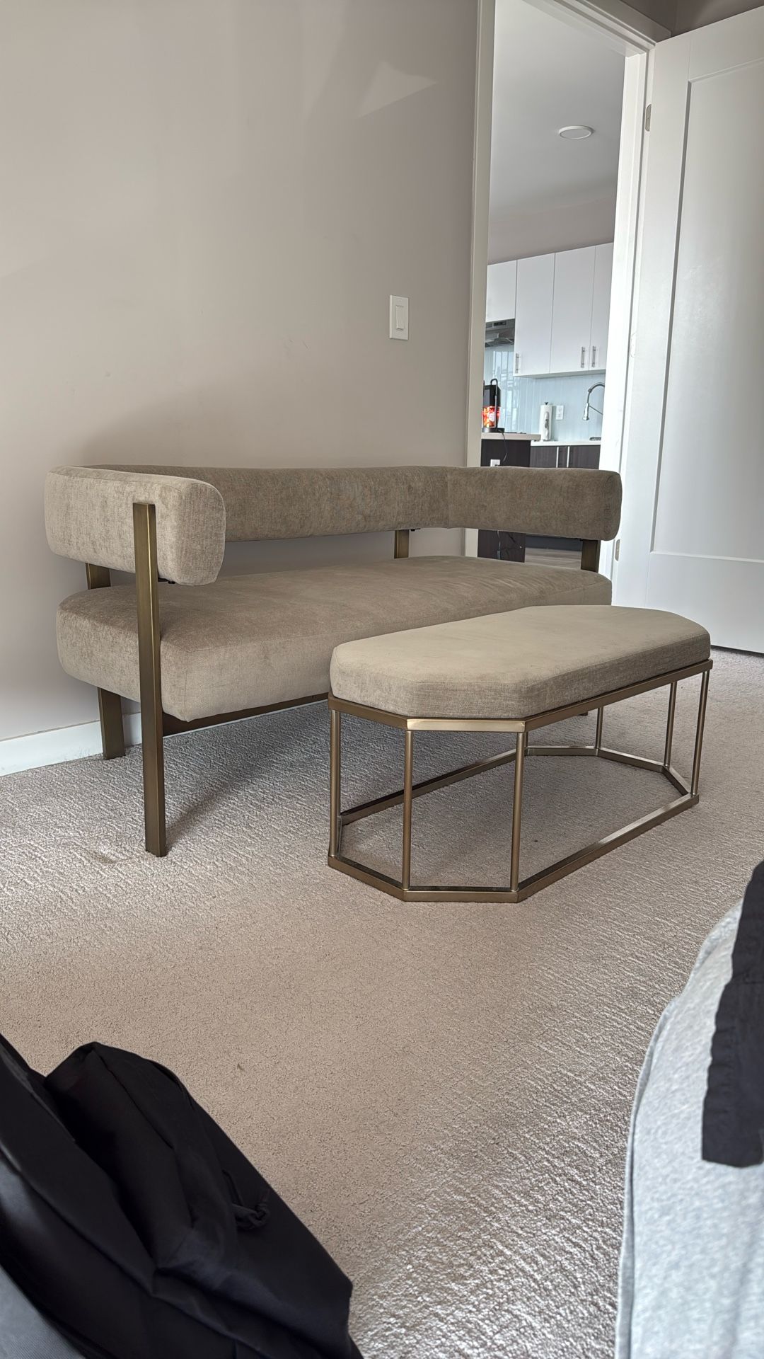 West Elm Loveseat and Footstool