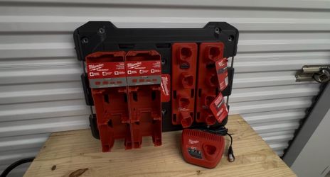 FLASH SALE: Milwaukee PACKOUT Mounting Plate, Battery Holders & Charger Bundle - Limited Time Only!