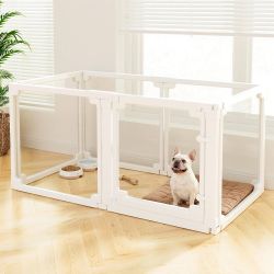 Pawaura Clear acrylic pen for dogs, playpen for Tool-free assembly and easy to clean, pet playpen for puppies, cats, kittens, rabbits, pigs Brand new 