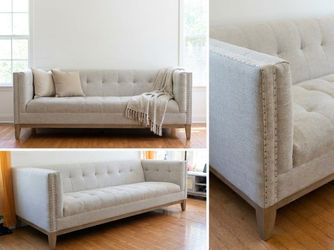 Tuxedo Style Button Tufted Sofa with Nailhead Trim