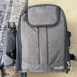 Hap Tim Picnic Basket Backpack for 4 Person with Blanket, Wine Holder, Cooler Compartment, Cutlery Set, for Couples, Ideas, Engagement Gifts, Gray