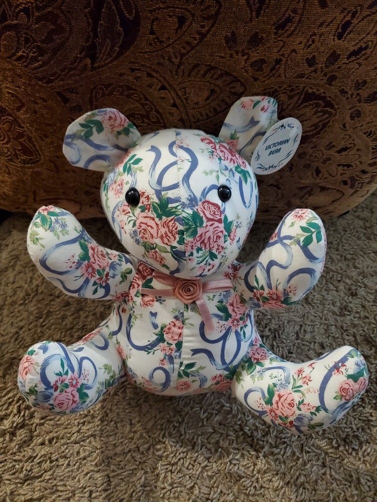 1990s Vintage Floral Teddy Bear