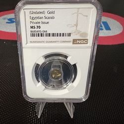 (Undated) Gold Egyptian Scarab Private Issue MS 70