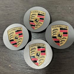 Porsche Center Caps 76mm Silver 