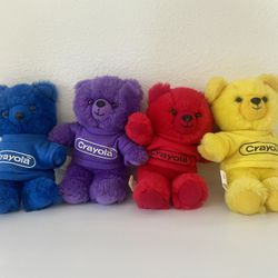 VINTAGE 1986 Crayola Teddy Bear Plush Stuffed Animal (Set of 4)