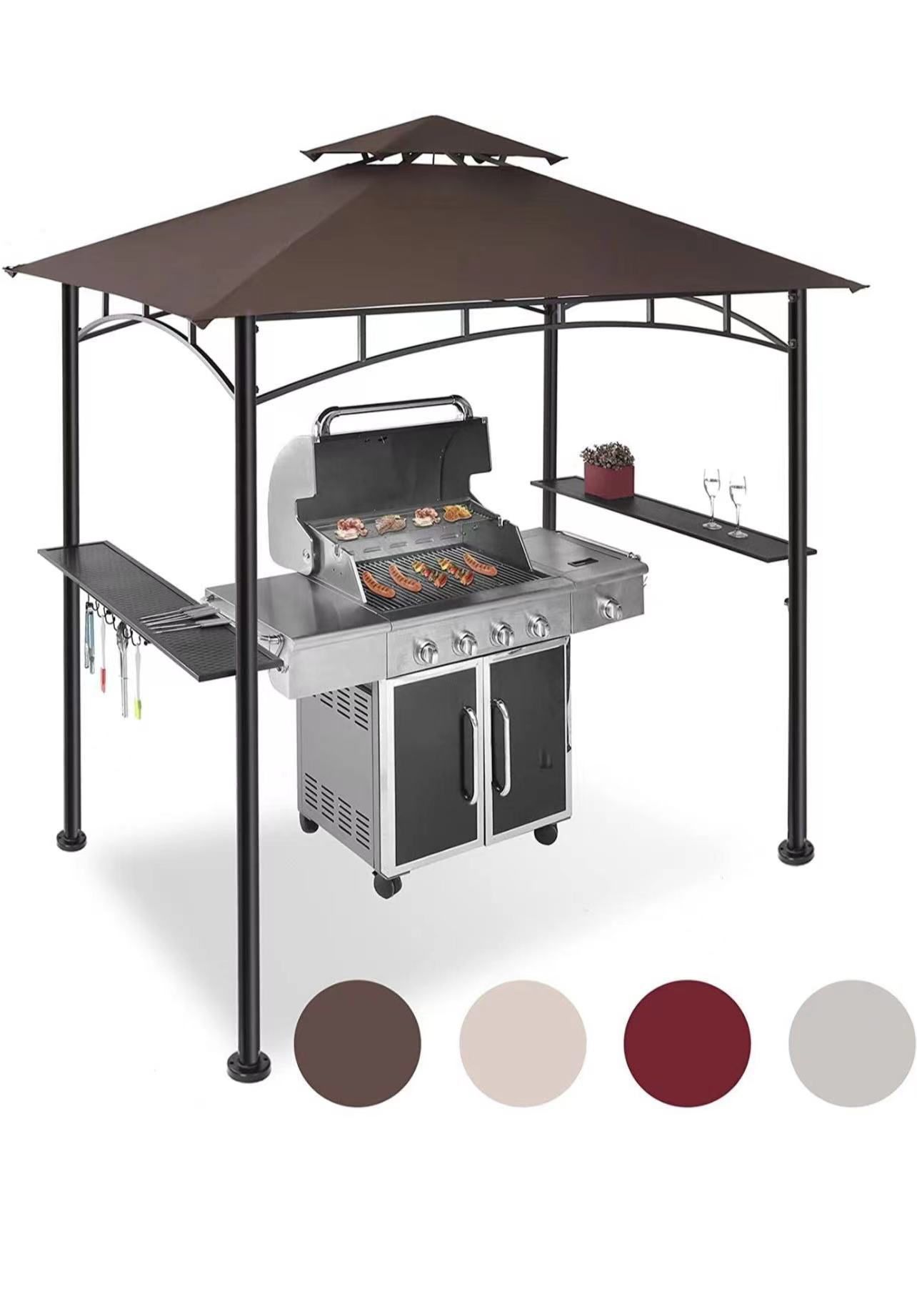 Grill Gazebo 8'x 5' Barbecue Canopy BBQ Gazebo Canopy Tent w/Air Vent Double Tiered Outdoor