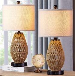 Boho rattan lamps (2 pack)