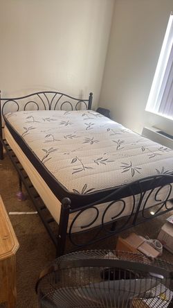 Full size bed frame and mattress