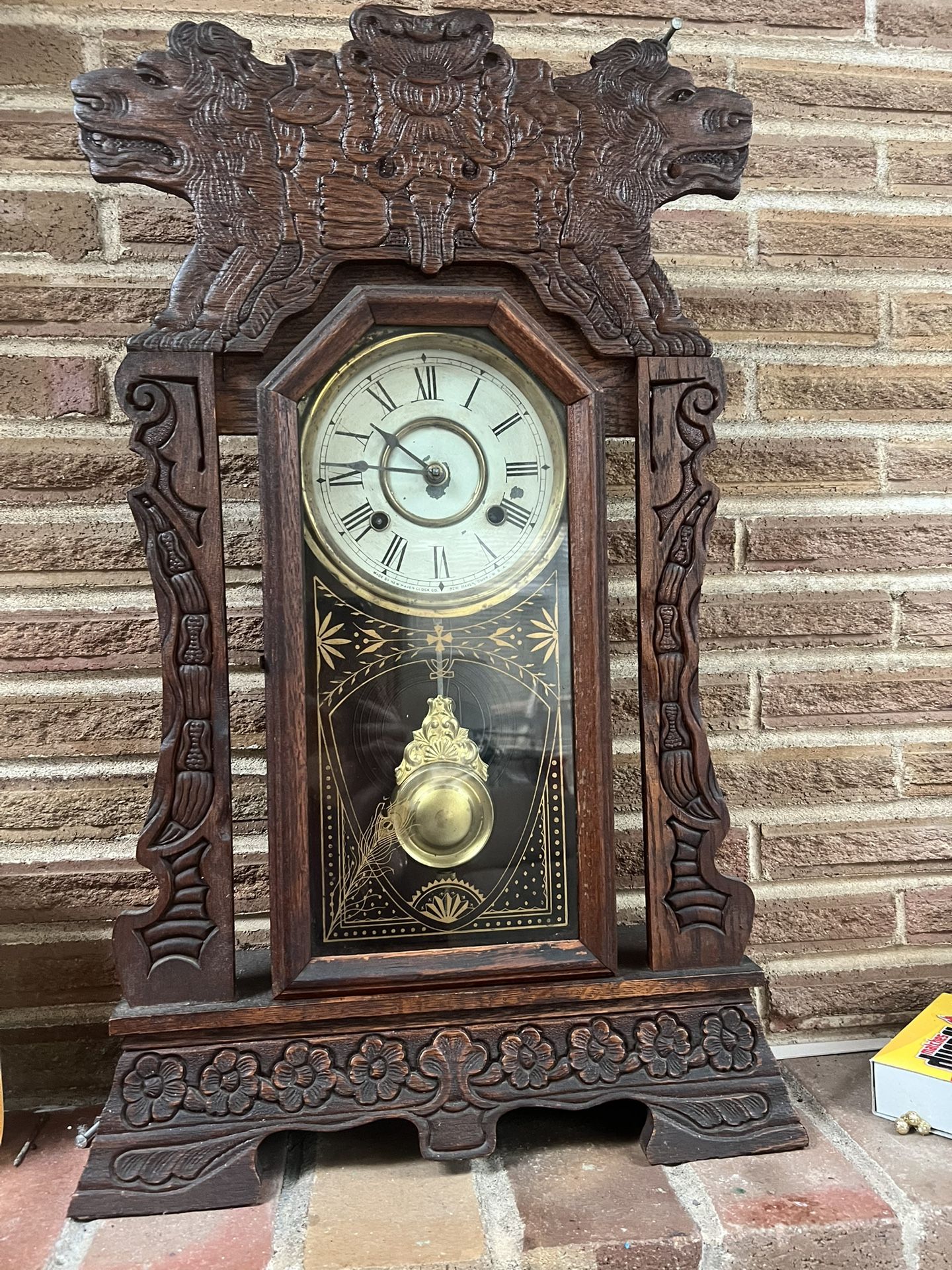 Antique Lions Head Clock Circa 1880