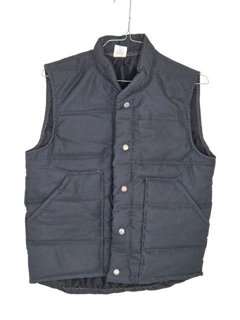 Vintage Unitog Men's Charcoal Grey Black Quilted Snap Trucker Vest Made In USA