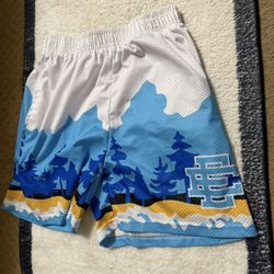 Eric Emmanuel EE Shorts Size Medium Mountains Colorway White Blue Great Condition Worn Twice