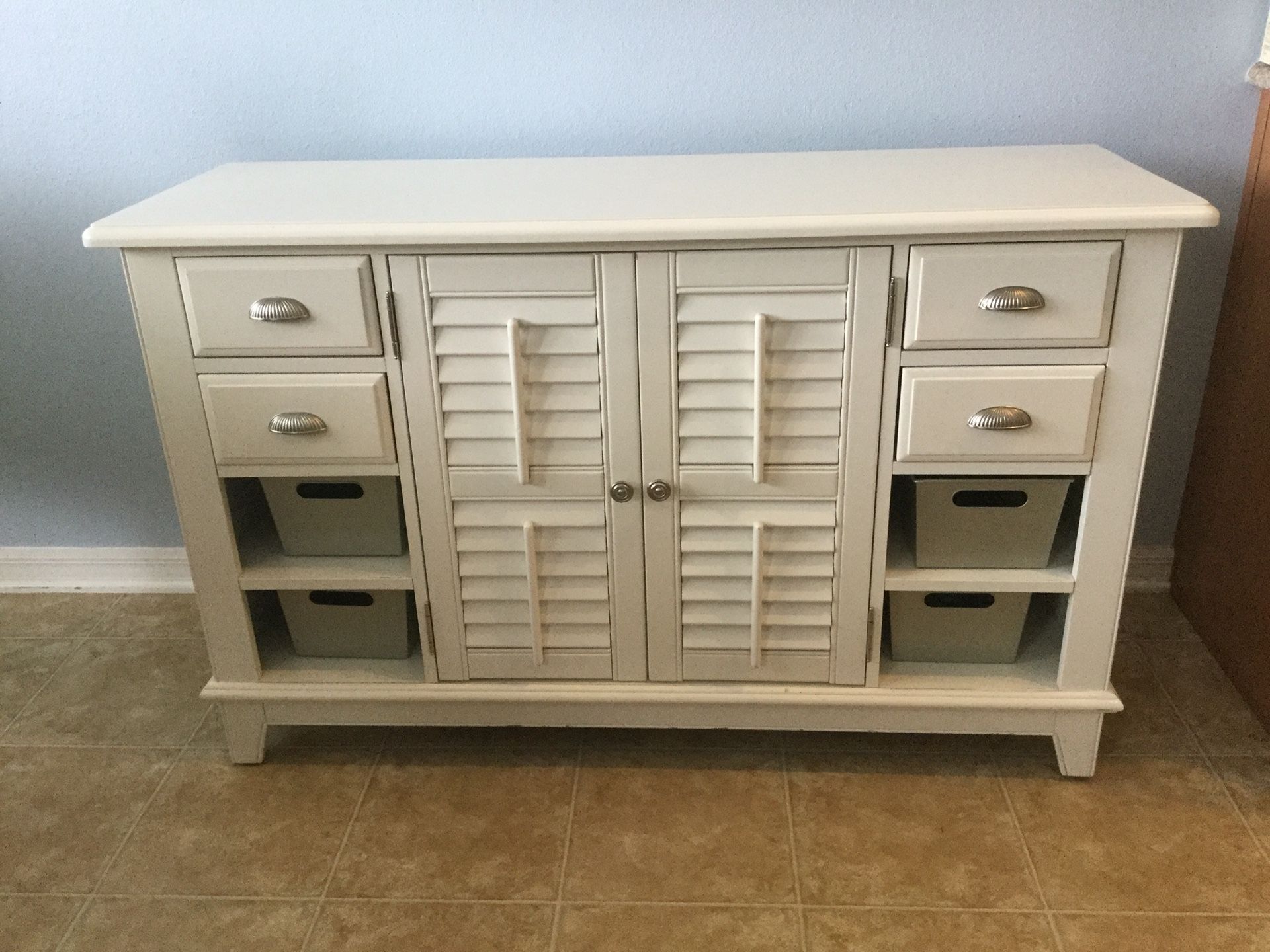 American Signature Plantation Cove White Console Buffet Sofa Table - $300 Cross Posted