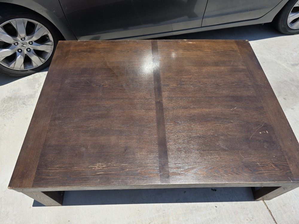 Large Brown Solid Wood Coffee Table