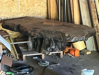Carved wood coffee table
