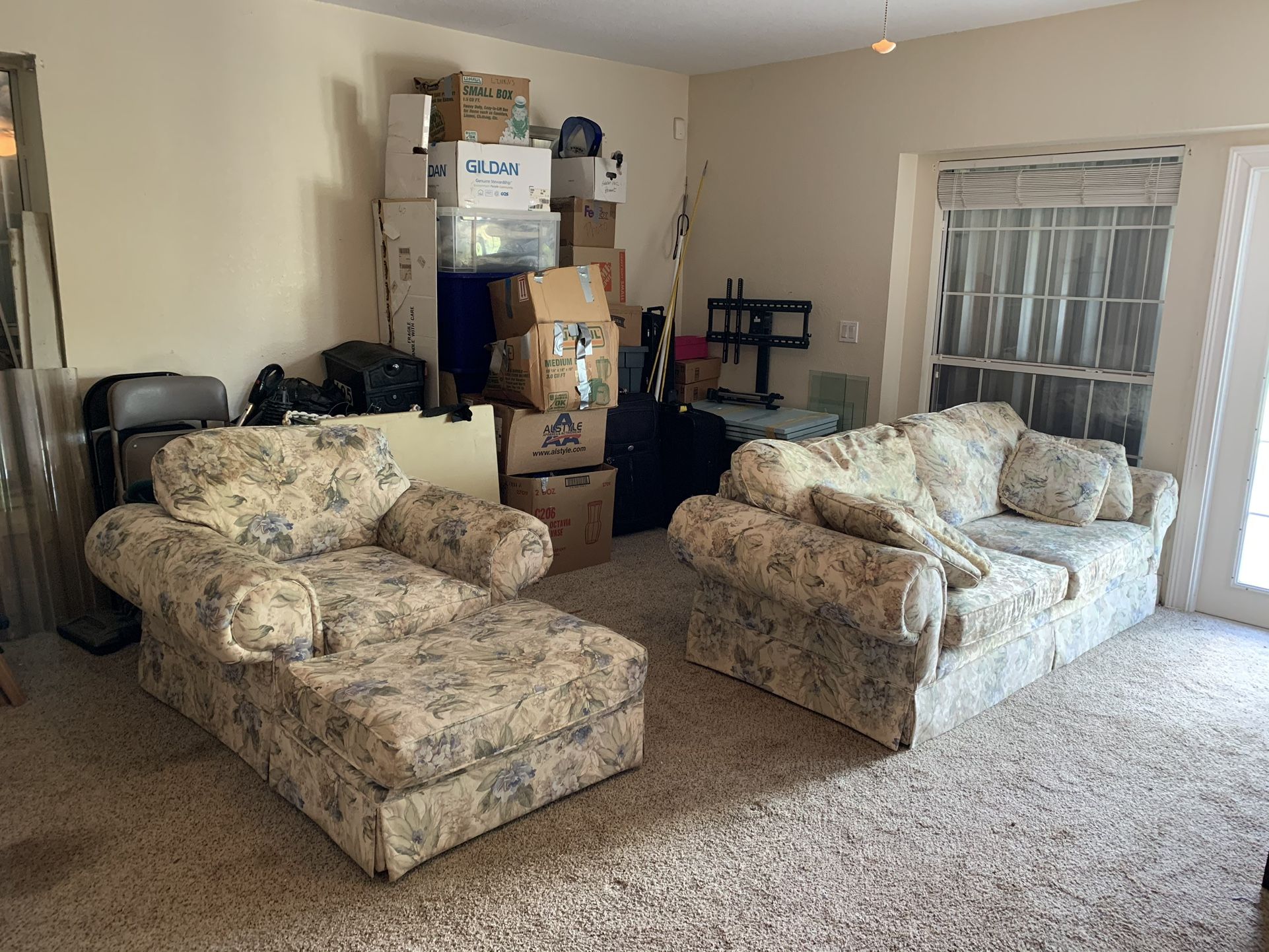 Floral Chair Ottoman And Sofa