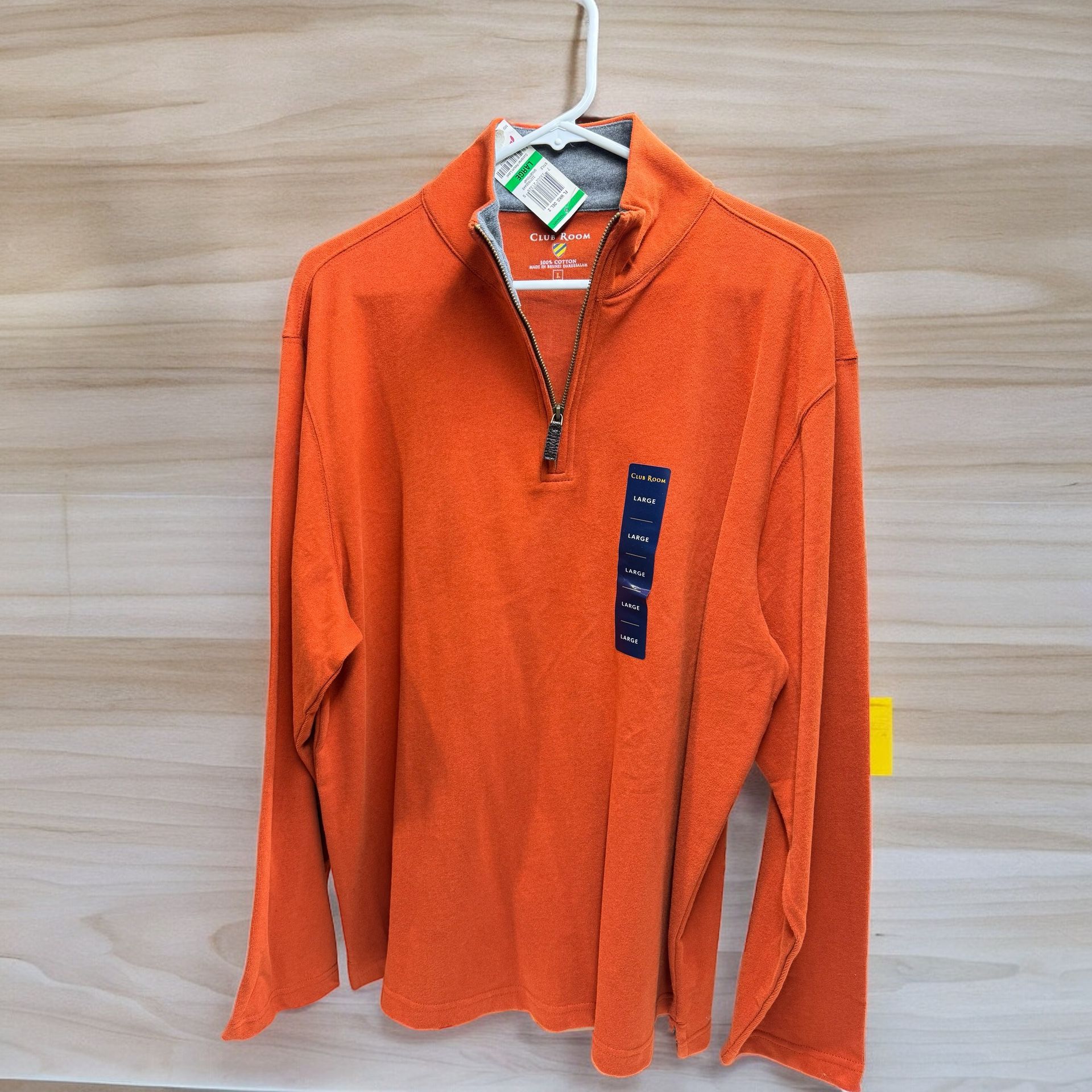 Club Room Quarter-Zip  100% Cotton Sweatshirt Men's Orange Size  L - Brand New