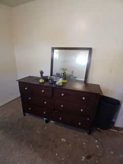 Dark Wood Dresser with Mirror