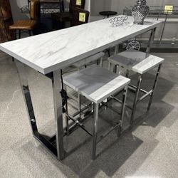 High Dining Table High Chairs Stool Set 4 Pcs NEW 